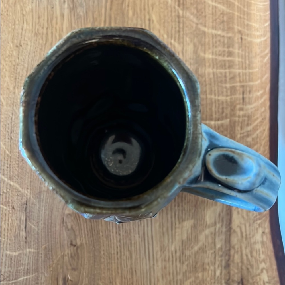 Pottery mug Hand Crafted Blue and Brown Ceramic Art Mug - Picture 4 of 5